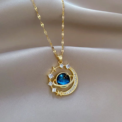 Gold Plated Saturn Necklace