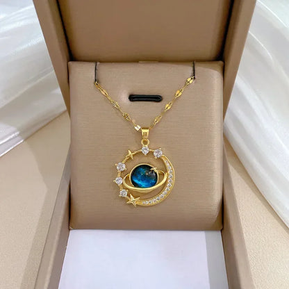 Gold Plated Saturn Necklace
