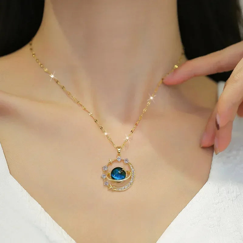 Gold Plated Saturn Necklace