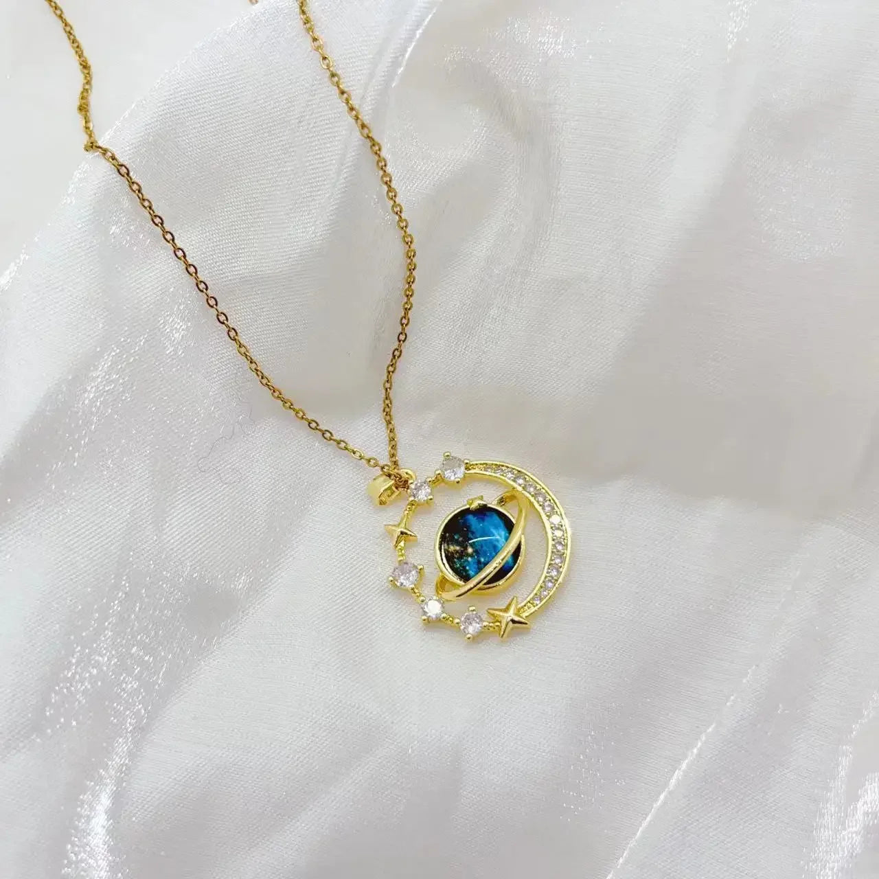 Gold Plated Saturn Necklace